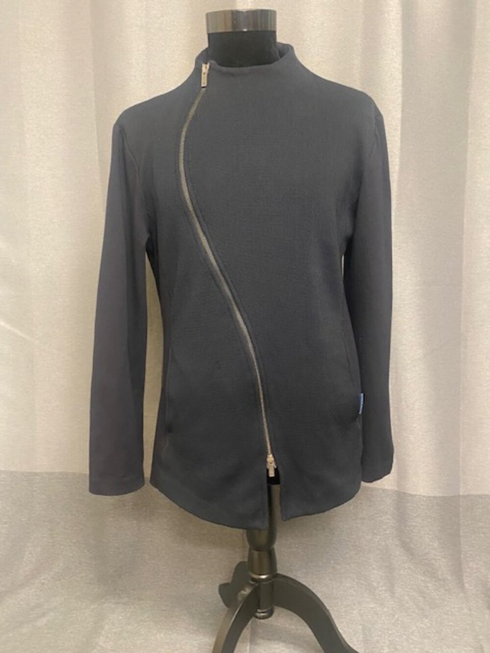 Emporio Armani Mens Cardigan Jacket Curved Zipper Med Knit Structured - Picture 1 of 16